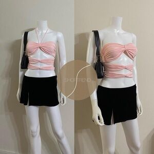 🔥FINAL SALE🔥 Claudio Arce Vintage Y2k pink cutout cropped halter top
